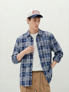 Semir | Áo Sơ Mi Dài Tay Họa Tiết Caro Cổ Đính Kinh Điển