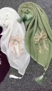 Kerudung Hijab Motif Bordir Bunga Elegan Muslimit