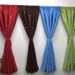 ชุดผ้าม่านพิมพ์ลายดาวสอดลวดสปริง เนื้อผ้ากันแสง UV 7 สี