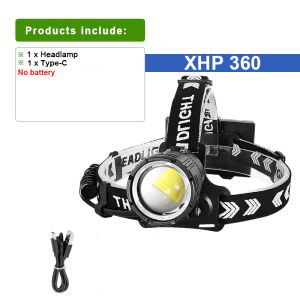 Newest XHP 360 LED Headlamp High Strong Power Type-C Rechargeable Long Shot 1000M Lights Fishing Camping Portable Head Lantern