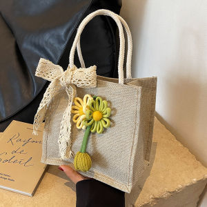JIFANPAUL | Large Capacity Linen Handbag Fashionable Commuting Bag