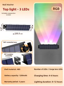 QIR | Solar Outdoor Lighting Yard Lamp Home Illumination Balcony Ambiance Wall Washer Light Garden Decoration