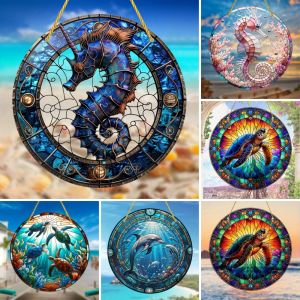 Underwater World Light SunCatcher Sign Dolphin Acrylic Sign Housewarming Gift Hanging Window Decor GardenRoom Wall Decor
