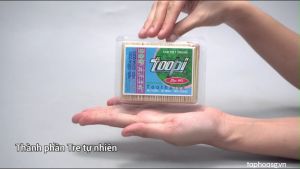 Tăm tiệt trùng Toopi hương bạc hà quế cam hộp 350 cây (± 10) cứng cáp giúp việc vệ sinh răng miệng dễ dàng hơn