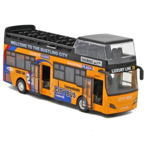 Door Opening Double Deck Bus Model with Lights and Sounds Alloy Bi-Articulated