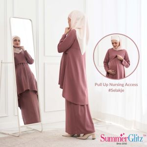 SummerGlitz Maternity & Nursing SET Hi-Lo Blouse EXTRA LONG With Pocket Women Pregnant | Baju Mengandung Menyusu Muslimah