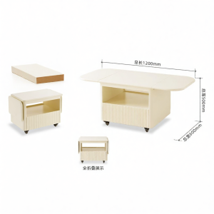 YUANSHI YUANSU | Folding Wooden Side Table Cream Style