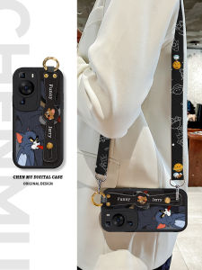 Huawei Pura80 Phone Case Cartoon Tom And Jerry Strap Silicone Neck Strap Womens New Model Ultra Cute Creative Protective Cover