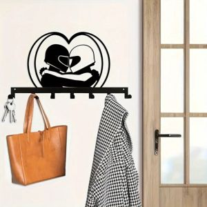 CIFBUY Cặp Đôi Tình Yêu Bộ Móc Treo Tường Bằng Sắt 7 Chìa Khóa Sắp Xếp Lưu Trữ Bằng Kim Loại Cho Lối Vào Nhà Phòng Tắm Nhà Bếp Trang Trí Mộc Mạc
