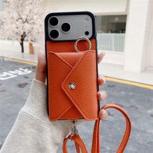 szhaiyu | Luxury Crossbody Leather Ring Phone Case for IPhone 17E 16E 17 Air 16 15 Plus 16 15 14 13 12 11 Pro Max Wallet Card Holder Cover