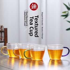 Tempered Heat-Resistant Hammered Glass Tea Cup