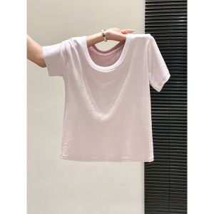 LUOSHAO | Solid Color Simple Round Neck Loose Summer T-Shirt