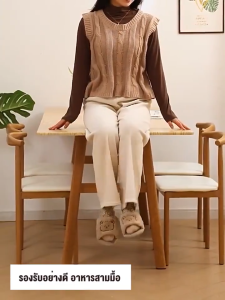 MMFO โต๊ะอาหาร 6/4 ที่ โต๊ะอาหารไม้ โต๊ะ โต๊ะอาหารสำหรับบ้าน ขาโต๊ะไม้จริง โต๊ะรองรับด้านล่างรูปตัว K มั่นคงไม่สั่นไหว สไตล์ยุโรป Dining Table