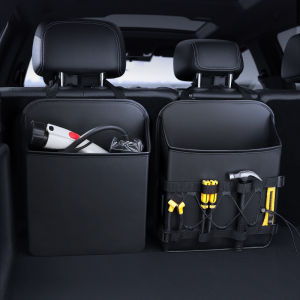 Car Trunk Storage Bag Leather Hanging Organizer for Vehicle Rear Seat Back Multi-Functional Interior Boot Sorting Storage Bag