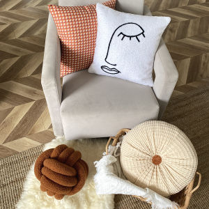 Scandinavian Modern Luxury Check Pattern Sofa and Pillow Set