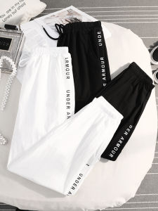 Ice Silk Quick Dry Nine Points Sports Pants Women Summer Thin Loose Cuffed Casual Pants Wide Leg Trousers for plus Size Women