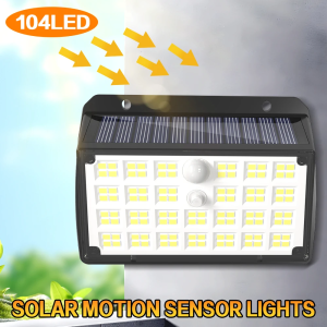 104 LED Wall Sensor Light Intelligent Outdoor Solar Street Lamp 3 Modes Solar Motion Light IP65 Outdoor Wall Light for Garden