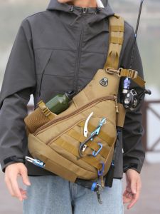 Outdoor Tactics Chest Bag Multifunctional Crossbody Bag Men Shoulder Bag Waterproof Large Capacity Fishing Insertion Pole Lure Bag