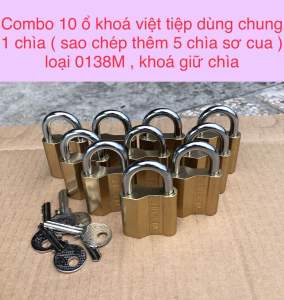 Combo 10 ổ khoá việt tiệp dùng chung 1 chìa ( sao chép thêm 5 chìa sơ cua ) loại 0138M  khoá giữ chìa