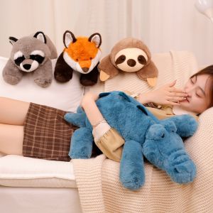 JOJO CASTLE 45-70cm Super Soft Lazy Fluffy Hair Stuffed Animals Plushie Plush Raccoon Fox Crocodile Sloth Hug Throw Pillow Birthday Gift Boy