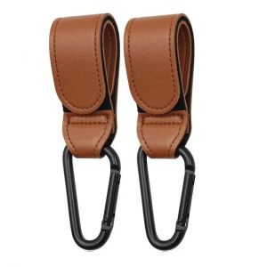 Wholesale 2pcs PU Leather Hook for Baby Stroller Pram Rotate 360 Degree Rotatable Cart Organizer Pram Hook Stroller Accessories