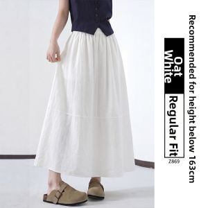 YAYANGREN | Anti-Wrinkle White Linen A-Line Bloom Skirt