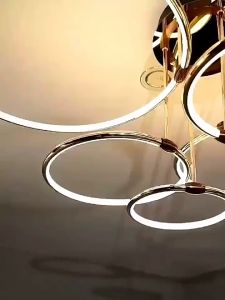 Y&C 【COD】New Living room chandelier bedroom lamp golden round Nordic dining room household ceiling light