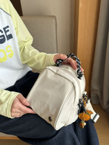 Mini Egg Shaped Commuter Backpack Crossbody Shoulder Bag Shell Style Japanese Mini Backpack Dual Padded Straps Soft Material