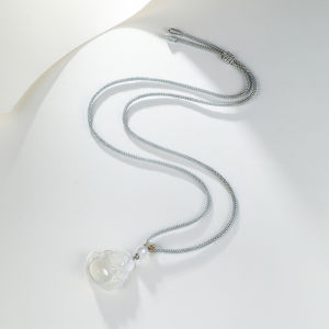 ZHOU LIU FU 周六福 จี้ทอง White Chalcedony Pendant Buddha Auspicious Cloud Pendant Necklace 63-70cm J0414089/J0414088