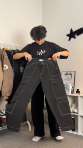 JINISO - Denim Highwaist Cargo Loose Jeans Pria 552