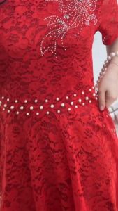 4993 Sazma Pearl Motif Brukat Midi Dress Wanita | Dress Pesta Dress Kondangan