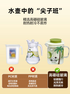Summer High Borosilicate Glass Water Bottle Office Large Capacity Cold Brew Pot Heat Resistant Tea Brewing Kettle Home Use