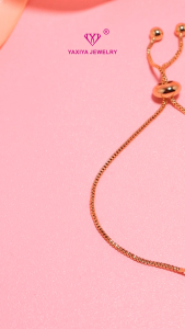 Yaxiya Gelang Serut Love/Heart/Hati Permata Perhiasan Lapis Emas 18K X4-207