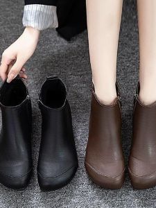 ขนาดใหญ่ ผู้หญิง รองเท้า นุ่ม ด้านล่าง กันลื่น Martin Boots รองเท้าบูทสั้นหัวเหลี่ยม ทันสมัย 35-43 Code Ankle Boots