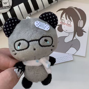 Móc Khóa Thú Bông Hình Gấu Trúc Thiên Thần Hoạt Hình Dễ Thương Bộ Sưu Tập Roll Mặt Dây Chuyền Phong Cách Cổ Điển Trang Trí Treo Khóa Thép Không Gỉ