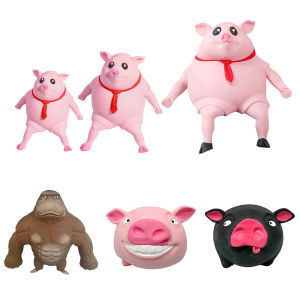 【New Arrival】 Piggy Stress Toy Stretch Cartoon Toy Pig Creative Sensory Toy Funny Squeeze Soft Pig Toy Birthday Gift for Kids
