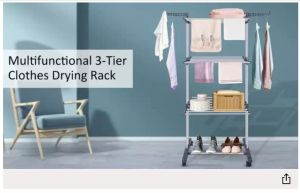 Giàn Phơi Quần Áo Di Động 3 Tầng Có Thể Gập Lại