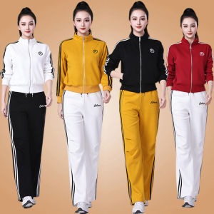 Spring New Style Square Dance Fitness Aerobics Thick Long Sleeve Dance Outfit Womens High Waist Straight Leg Pants Gym Set