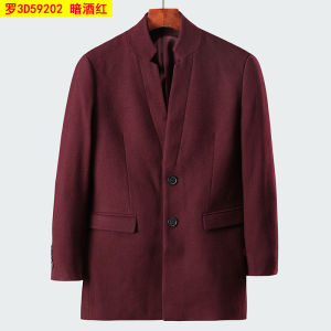 Nam Len Vải Nhung Kẻ Áo Khoác Dày Thoải Mái Phong Cách Doanh Nhân Chiều Dài Vừa Phải Ve Áo Cúc Áo Một Hàng Áo Gió K20140 Dành Cho Mùa Thu Mùa Đông