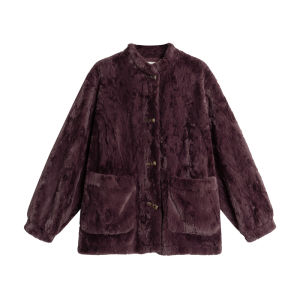 Hello Kanong Soft Glutinous Lamb Wool Coat for Women Autumn Winter Retro Horn Button Warm Small Plush Top Thick