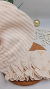 Organic Baby Mittenเซ็ท3คู่(เย็บนอก) ถุงมือเด็กอ่อน ถุงมือเด็กแรกเกิด ถุงมือเด็กทารก ถุงมือเด็กออร์แกนิค(ฝ้ายออร์แกนิคสีธรรมชาติ) (100022)