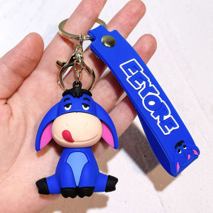 Winnie The Pooh Keychain Cute Bag Decoration Cartoon Couple Silicone Doll Piglet Tigger Eeyore Car Keyring Festival Gifts