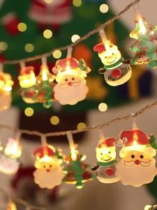 Christmas Lights String Santa Claus Snowman Battery-operated Garland LED Christmas Decorative Light Party New Years Decor