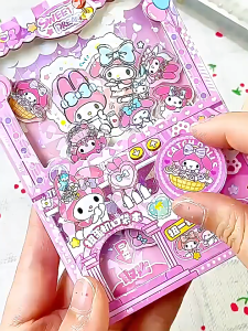 Buku Mainan Sanrio Gashapon Machine Book 📖 Kuromi Cartoon 3D Flip Educational Toy Kids Puzzle Book