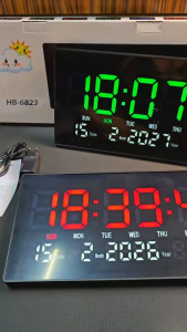 JD-6823 Jam Dinding Besar Jam Digital LED 3x Alarm Tanggal Hari Suhu Weker Jam Layar Besar Smart Watch