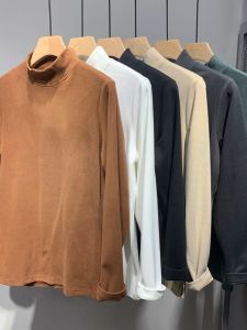 Nam Thu Đông Mới Xuất Hiện Màu Nguyên Chất Sơ Mi Nửa Cổ Cao Trang Chui Đầu Ấm Đế Áo Sơ Mi Yiyjangde Thương Hiệu