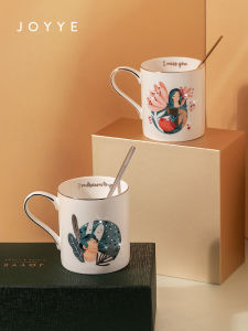 Bone China Couple Mugs High Aesthetic Value Ceramic Wedding Anniversary Gift for Girlfriend European Style Handles Handmade