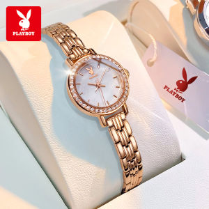 PLAYBOY Watch For Women Waterproof 2024 Korean Style Elegant Women Casual Watches Small Round Stainless Steel Small Ladies Watches