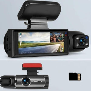 1080P HD Dual Dash Cam Front Rear IR Night Vision G Sensor 316 Inch IPS Screen Car DVR Recorder