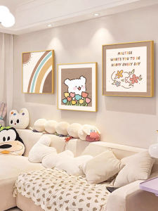 Creamy Style Living Room Decorative Artwork Three-Panel Sofa Background Wall Painting High-End Sensation Ins Restaurant Hanging Picture